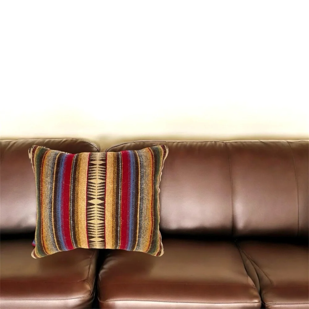 Handmade Southwestern Throw Pillow 11x13 Western Rustic Wool Blend Accent Pillow